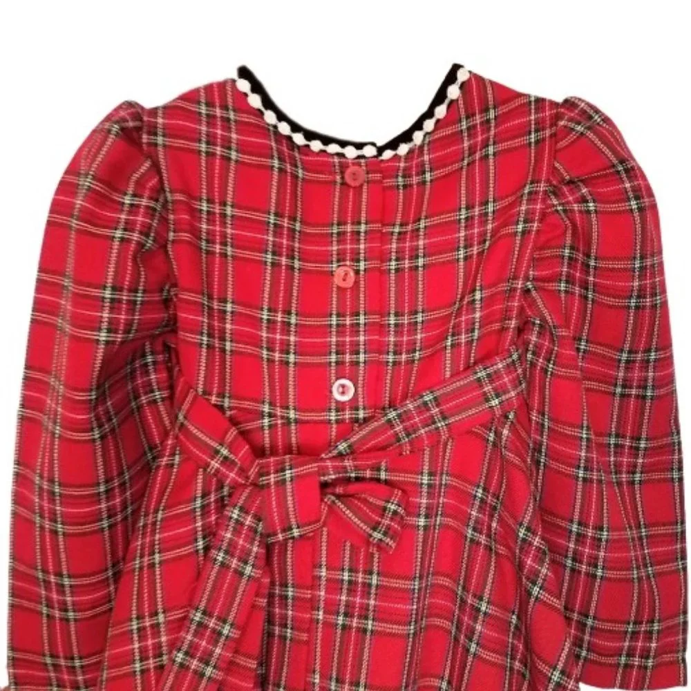 Bonnie Jean Red Plaid Christmas Dress - Toddler Girl's 2 T